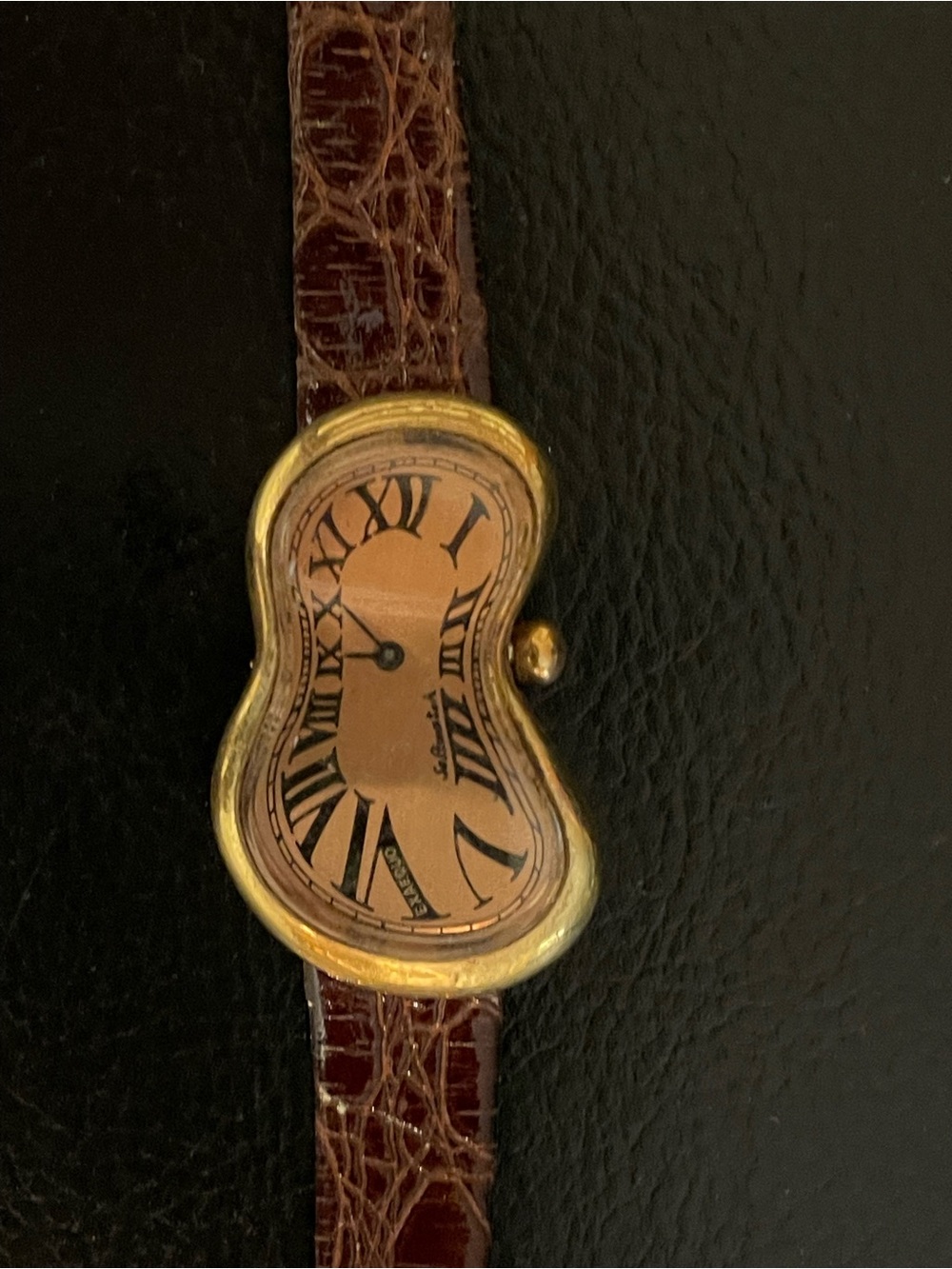 Salvador Dali Surrealist Melted-Shaped Gold Softwatch by Exaequo rare 1993 w box